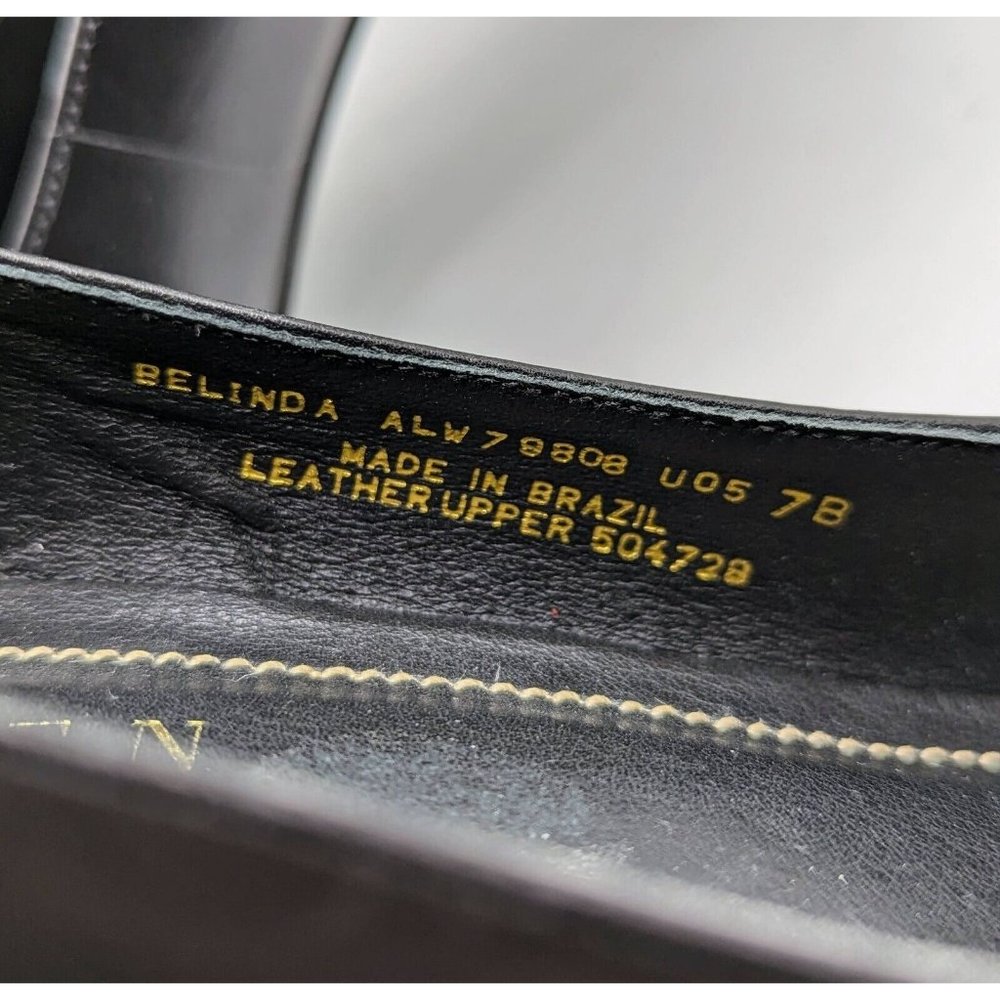 Ralph Lauren Belinda Pumps Heels 7 B Pointed Toe Black & White Brazil Leather - Picture 7 of 7